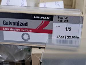 lot 707 image: Lot of (200) Hillman 12 Galvanized Lock Washers  Medium #H811059