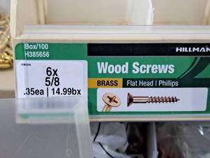 lot 743 image: Lot of (300) Hillman Brass Wood Screws 6x12  Flat Head  Phillips Drive #H385654