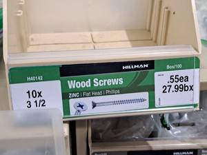lot 757 image: Lot of (75) Hillman Zinc Wood Screws 10x3-12  Flat Head  Phillips Drive #H40142