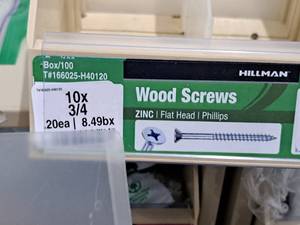 lot 779 image: Lot of (350) Hillman Zinc Wood Screws 10x34  Flat Head  Phillips Drive #H40120