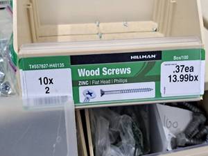 lot 786 image: Lot of (200) Hillman Zinc Wood Screws 10x2  Flat Head  Phillips Drive #H40135