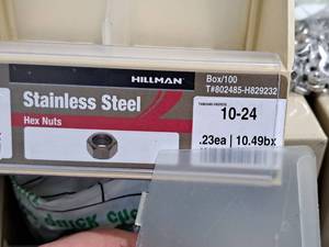 lot 809 image: Lot of (200) Hillman 10-24 Stainless Steel Hex Nuts #H829232