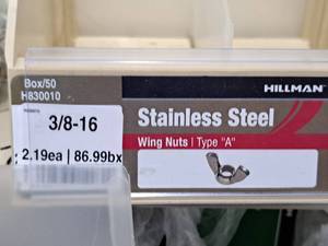 lot 810 image: Lot of (50) Hillman 38-16 Stainless Steel Wing Nuts  Type A #H830010
