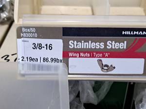 lot 811 image: Lot of (50) Hillman 38-16 Stainless Steel Wing Nuts  Type A #H830010
