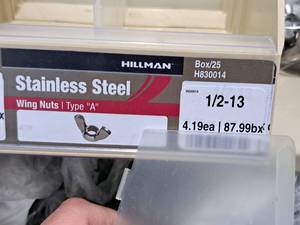 lot 813 image: Lot of (25) Hillman 12-13 Stainless Steel Wing Nuts  Type A #H830014