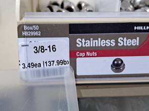 lot 818 image: Lot of (23) Hillman 38-16 Stainless Steel Cap Nuts #H829962