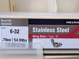 lot 851 image: Lot of (160) Hillman 6-32 Stainless Steel Wing Nuts  Type A #H830000