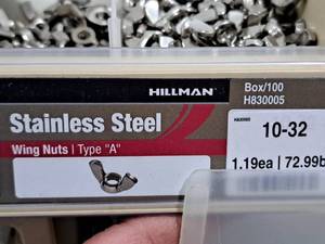 lot 860 image: Lot of (200) Hillman 10-32 Stainless Steel Wing Nuts  Type A #H830005