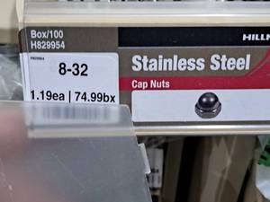 lot 861 image: Lot of (120) Hillman 8-32 Stainless Steel Cap Nuts #H829954