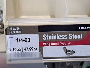 lot 863 image: Lot of (45) Hillman 14-20 Stainless Steel Wing Nuts  Type A #H830006