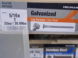 lot 869 image: Lot of (115) Hillman Galvanized Lag Screws 516x1  Hex Head #H812030