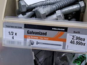 lot 882A image: Lot of (50) Hillman Galvanized Lag Screws 12x4  Hex Head #H812098