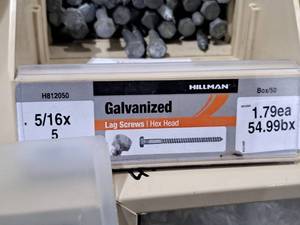 lot 897 image: Lot of (70) Hillman Galvanized Lag Screws 516x5  Hex Head #H812050