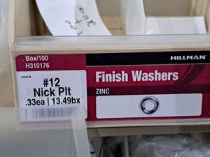 lot 915 image: Lot of (300) Hillman #12 Nickel Plated Zinc Finish Washers #H310176