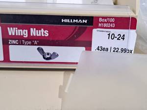 lot 928 image: Lot of (225) Hillman 10-24 Zinc Wing Nuts  Type A #H180243