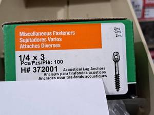 lot 984 image: Lot of (100) Hillman Zinc Acoustical Lag Anchors 14x3 #H372001