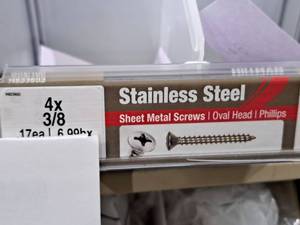 lot 1033 image: Lot of (300) Hillman Stainless Steel Sheet Metal Screws 4x38  Oval Head  Phillips Drive #H823602