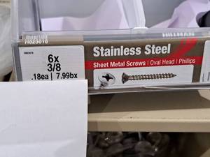 lot 1041 image: Lot of (350) Hillman Stainless Steel Sheet Metal Screws 6x38  Oval Head  Phillips Drive #H823616