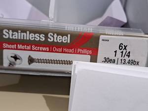 lot 1051 image: Lot of (300) Hillman Stainless Steel Sheet Metal Screws 6x1-14  Oval Head  Phillips Drive #H823628