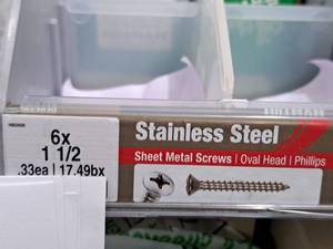 lot 1054 image: Lot of (200) Hillman Stainless Steel Sheet Metal Screws 6x1-12  Oval Head  Phillips Drive #H823630