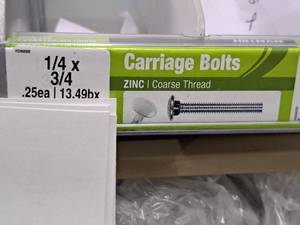 lot 1057 image: Lot of (70) Hillman Zinc Carriage Bolts 14x34  Coarse Thread #H240009