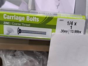 lot 1058 image: Lot of (220) Hillman Zinc Carriage Bolts 14x1  Coarse Thread #H240012