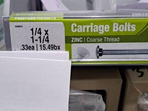 lot 1063 image: Lot of (180) Hillman Zinc Carriage Bolts 14x1-14  Coarse Thread #H240015