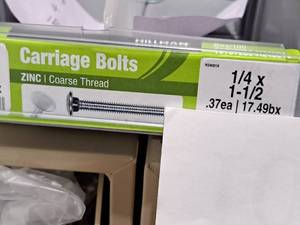 lot 1065 image: Lot of (120) Hillman Zinc Carriage Bolts 14x1-12  Coarse Thread #H240018