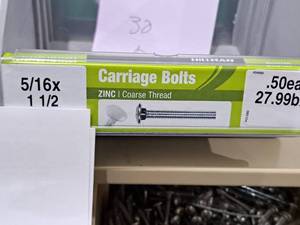 lot 1068 image: Lot of (100) Hillman Zinc Carriage Bolts 516x1-12  Coarse Thread #H240084