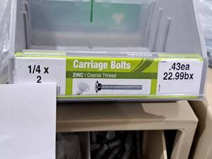 lot 1069 image: Lot of (110) Hillman Zinc Carriage Bolts 14x2  Coarse Thread #H240024