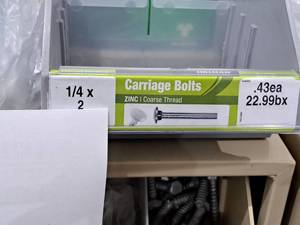 lot 1070 image: Lot of (200) Hillman Zinc Carriage Bolts 14x2  Coarse Thread #H240024