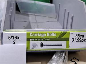 lot 1071 image: Lot of (110) Hillman Zinc Carriage Bolts 516x2  Coarse Thread #H240090