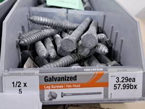 lot 1074 image: Lot of (25) Hillman Galvanized Lag Screws 12x5  Hex Head #H812101