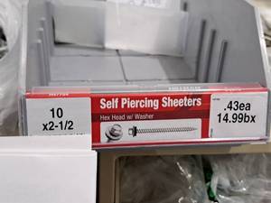 lot 1081 image: Lot of (155) Hillman Self Piercing Sheeters 10x2-12  Hex Head w Washer #H47704