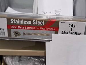 lot 1088 image: Lot of (200) Hillman Stainless Steel Sheet Metal Screws 14x1  Flat Head  Phillips Drive #H823538