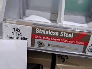 lot 1089 image: Lot of (80) Hillman Stainless Steel Sheet Metal Screws 14x1-14  Flat Head  Phillips Drive #H823540