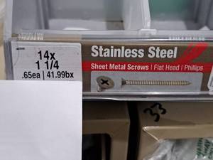 lot 1090 image: Lot of (200) Hillman Stainless Steel Sheet Metal Screws 14x1-14  Flat Head  Phillips Drive #H823540