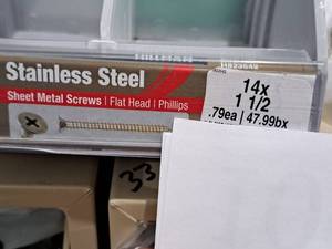 lot 1091 image: Lot of (160) Hillman Stainless Steel Sheet Metal Screws 14x1-12  Flat Head  Phillips Drive #H823542
