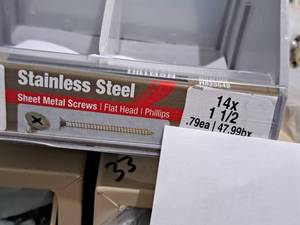 lot 1092 image: Lot of (200) Hillman Stainless Steel Sheet Metal Screws 14x1-12  Flat Head  Phillips Drive #H823542