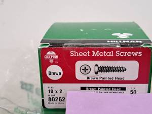 lot 1830 image: Lot of (150) Hillman Sheet Metal Screws 10x2  Brown Painted Head  Phillips Drive #H80262