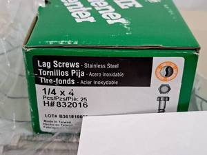 lot 1831 image: Lot of (54) Hillman Stainless Steel Lag Screws 14x4  Hex Head #H832016