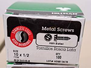 lot 1837 image: Lot of (200) Hillman Sheet Metal Screws 10x12  Hex Washer Head  Slotted Drive #H823084