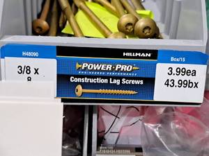 lot 1857 image: Lot of (15) Hillman Construction Lag Screws 38x8  Pan Head  Star Drive #H48090