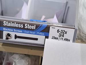 lot 1102 image: Lot of (200) Hillman Stainless Steel Machine Screws 6-32x34  Oval Head  Phillips Drive #H825850