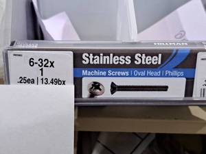 lot 1104 image: Lot of (200) Hillman Stainless Steel Machine Screws 6-32x1  Oval Head  Phillips Drive #H825852