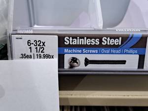 lot 1105 image: Lot of (120) Hillman Stainless Steel Machine Screws 6-32x1-12  Oval Head  Phillips Drive #H825856