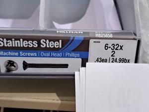 lot 1109 image: Lot of (100) Hillman Stainless Steel Machine Screws 6-32x2  Oval Head  Phillips Drive #H825858
