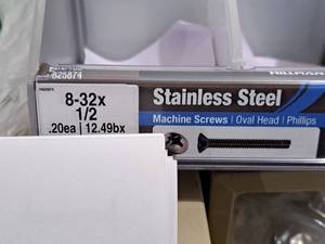 lot 1112 image: Lot of (150) Hillman Stainless Steel Machine Screws 8-32x12  Oval Head  Phillips Drive #H825874