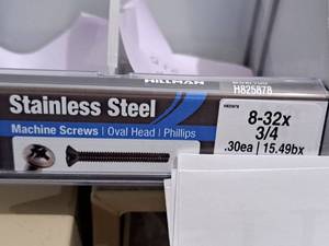 lot 1115 image: Lot of (200) Hillman Stainless Steel Machine Screws 8-32x34  Oval Head  Phillips Drive #H825878