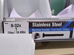 lot 1118 image: Lot of (200) Hillman Stainless Steel Machine Screws 8-32x1  Oval Head  Phillips Drive #H825880